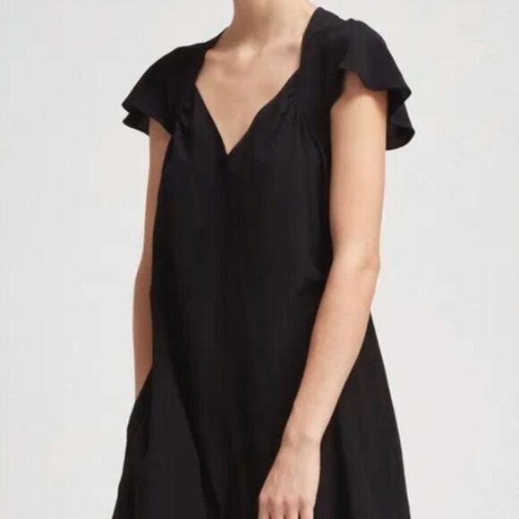 French Connection Kozani Drape Tie Back Romper Black 10 - Picture 1 of 9